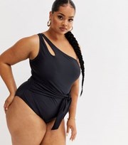 New Look Beach Babe Black One Shoulder Swimsuit